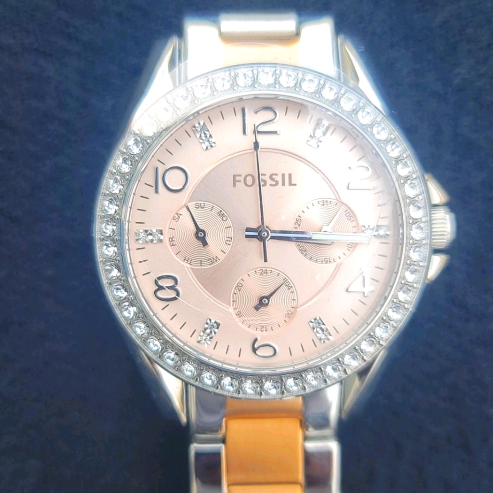 Fossil silver and bronze watch